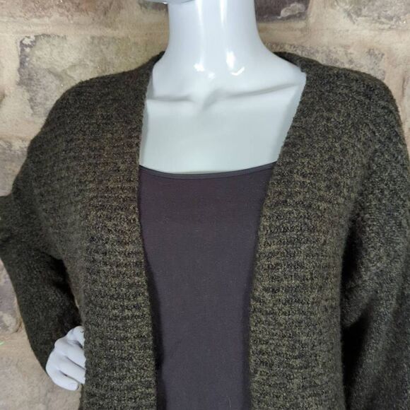 MARLED Reunited green black open front cardigan sweater size small Pockets Long - Picture 2 of 11